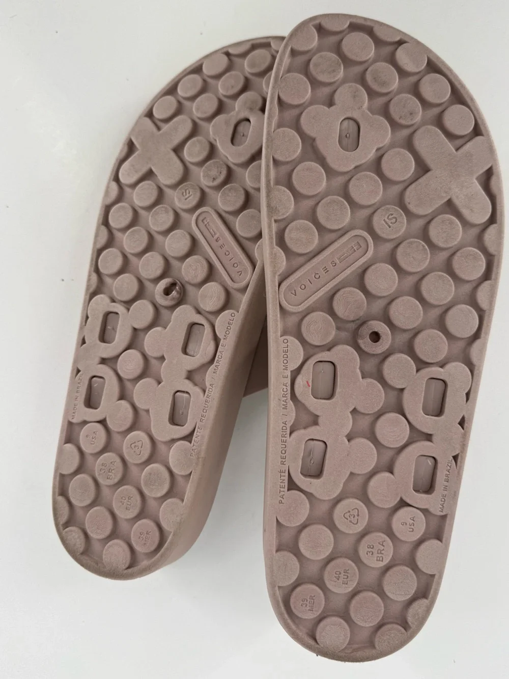 Voices Glossy Nude Pink Slide Sandals